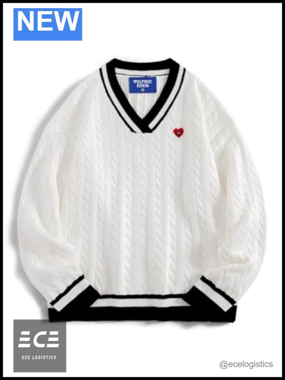 Aelfric Eden Oversized Cable Knit V Neck Sweater Pullover Fall